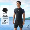 Men's Swimwear Men Professional Water Sports Competitive Swim Shirts Trunks Glasses Cap Quick-Drying Beach Surfing Bathing Shorts Goggles