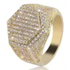 With Side Stones Mens Ring Iced Out 3A Rhinestones Rings Sumptuous Jewlry Gold Silver Fashion Jewelry Whole Hip Hop307a