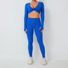 Ensembles actifs Gym Set Femmes Rembourrage Entraînement Femmes Lycra Sport Vêtements Pour Tenue Push Up Sportswear Femme Survêtement Bleu Rouge 2024