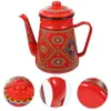 Dinnerware Sets Outdoor Water Kettle Camping Coffee Pot Enamel Heating Home Supply