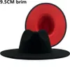 9 5 CM de ala ancha de lana de ala grande sombrero de copa de jazz otoño invierno damas negro rojo luz superior sombrero fedora moda hombres Panama3055