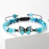 Link Bracelets Handmade Natural Stone Bracelet Men Yoga Agates Turquoise Beads Bangles Charm Blue Butterfly Pendant Jewelry For Women