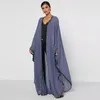 Etniska kläder muslimska abaya lös fri storlek bönklänning full ärm islamiska kvinnor kaftan dubai saudiska mantel snörning långa klänningar