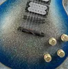 Guitarra elétrica personalizada, glitter prateado, tinta importada, acessórios dourados