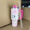 Cobrared Kış Cosmo Pembe 40oz Söndürücü Tumblers Geçit Töreni Hedef Kırmızı Tatil Paslanmaz Çelik Sevgililer Günü Kupaları Saplı Kapak ve Saman Araba Kupaları