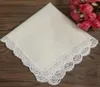 Home Textil 12 PCS Moda Casamento Lenços de Noiva Lenço de Algodão Marfim com bordas de Renda de Crochê Bordado branco Lenço Vintage5084752