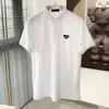 P Familys Three Cornered Three Aligned Summer New High-end Polo Shirt Fashionable and Casual Solid Color V-neck Mens Top Short Sleeved 92