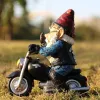 Film Nowy żywica krasnolud statua jazda motocykl śmieszne dekoracja gnome na zewnątrz trawnik ogrodowy gnome statua karła ozdoby figurowe