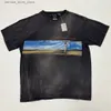 Męskie koszulki Męskie T-shirty Najwyższa jakość Saint 23fw Sky T-shirt z krótkim rękawem Jezus Vintage Ogabrywa bawełniana T Shirt Men Q240304