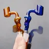 18mm Masculino Colorido Vidro Banger Curvo Crânio Tigela Cor Aleatória Dab Prego para Plataforma de Petróleo Wax Hookahs Bong Bubbler Erva Seca Acessórios para Fumar