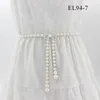 Cintos 1 PC Mulheres PearlChain Cinto Strass Borboleta Fivela Cintura Elegante Pérola Frisada Cintura Longa Vestido Decorativo