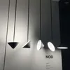 Lâmpadas pendentes nórdico moderno luzes cônicas preto branco simples quarto lâmpada de cabeceira ângulo ajustável rotativo iluminação industrial