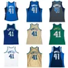 Maillot de basket-ball cousu # 41 Dirk Nowitzki 1998-99 2003-04 blanc bleu maille Hardwoods maillot rétro classique Hommes femmes Jeunes S-6XL