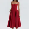 Style Summer Red Dress New Strapless Waist Cinching Fashion Sexy Camisole Dress for Women 3EK15