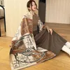 Halsdukar pashmina tjock varm vinter filt kvinnor halsduk lyx tryck kashmir poncho sjal wraps bufanda casual rese 2024 echarpe