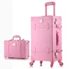 Suitcases BeaSumore Retro PU Leather Rolling Luggage Set Spinner Women's Handbag Suitcase Wheel Trolley Vintage Women Cabin Travel Bag