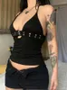 Damen Tanks Y2k Bandage Crop Top Schwarz Rückenfrei Schnürung Niedlich Party Strand Sommer Sweats Frauen Retro Basic Mini Weste Punk