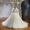 2024 Elegante vestido de novia para novias Cuello alto Mangas largas Lentejuelas Rebordear Vestidos de novia Árabe Dubai Vestidos De Novia Por encargo