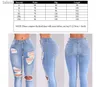 Kvinnors jeans Jeans Foreign Celebrity Fit With Holes Export Tassels Foot Mouth Pants Trade Online 240304