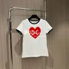 Designer Heart Shape Printed T Shirt Charm Short Sleeve Tops Tees Trendy Loose Tees Cropper Tops