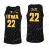 22 Caitlin Clark Jersey Iowa Hawkeyes Mulheres College Basketball Jerseys Preto Branco Amarelo