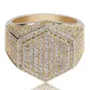 With Side Stones Mens Ring Iced Out 3A Rhinestones Rings Sumptuous Jewlry Gold Silver Fashion Jewelry Whole Hip Hop307a