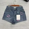 Nieuwe designer merk jeans ontwerper dames kleding denim shorts mode geborduurde letters broek