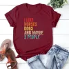 T-shirt I Like Horses Dogs and Maybe 3 People T Shirt Horse Lover Tshirt Girls Horse Shirt Unisex Graphic Tee Vintage Short Sleeve Tops