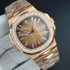 40mm Men's Rose gold Watch Automatic Cal 324 S C Watches Men Diamond Crystal Bezel Brown Dial 5711 PF Factory Eta Mechanical 305N