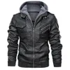 Business Schlank 2024 Zipper Motorrad Leder Jacke Männer Marke Militär Mit Kapuze PU Leder Jacken Herbst Mantel Plus Größe S-5XL240304