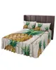 Bed Skirt Vintage Wood Grain Tropical Fruit Pineapple Fitted Bedspread With Pillowcases Mattress Cover Bedding Set Sheet