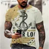Men's T-Shirts Boat Anchors Mens T-Shirt Street trend Summer O-Neck Short Sleeve Casual Loose T-Shirt Tees Tops Plus Size Men Clothing 6XL L240304