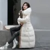 Parkas Winter 2023 New Down Cotton Parkas Jacket Women Xlong Over the Knee Big Hair Twilar Corean Version Slimming Belt Parkas Jacket