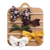 Accessoires pour cheveux 5 pièces/ensemble, tissu floral, bandeau imprimé avec nœud pour bébé, bandes élastiques en Nylon, accessoires de photographie pour enfants