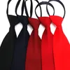 Cravates de cou pré-nouées cravate hommes maigre fermeture éclair rouge noir bleu couleur unie mince étroit marié fête femmes robe présente 271Q