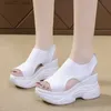 Sandales femmes 2023 été talon compensé tissu élastique couverture pied dames à semelles épaisses mode bagatelle élévation chaussures décontractées h2434