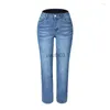 Damesjeans Jeans Lente Katoen Vintage Y2K Gewassen Blauwe Taille Volledige lengte 240304