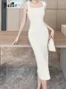 Casual Dresses Summer Solid Color Slim Women's Dress Sweet Sexig Tight Hip Woman Pink Green Black Apricot Sleeveless