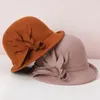 Berets H730 Mulheres Fedoras Chapéu Feminino Outono Inverno Retro Elegante Lã Feltro Cloche Cap Coreano Moda Tridimensional Flor Chapéus Quentes