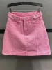 Saia outono estilo ocidental rosa denim saia feminina cintura alta palavra saco hip saia coreano roupas de moda saia jeans império