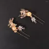 Necklace Earrings Set Butterfly Tassel Hair Combs Pearl Alloy Flower Chinese Style Crown Bridal Wedding Jewelry Stick