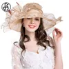 FS Summer Organza Wedding Hats for Women Kentucky Derby Hats Flower Sun Hat Big Razem Fedora Beach Church Party Caps Y2007204C