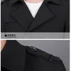 Double-breasted outono trench coat homens jaquetas casuais outwear blusão jaqueta fina lapela casacos longos tamanho grande S-3XL 240304