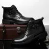 Boots Men Genuine Leather Stylish Exquisite Ankle Round Toe Lace-Up Shoes 2024 Office Business Dress