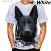Herren T-Shirts 2022 Herren Sommer T-Shirt Fitness Kurzarm Niedlicher 3D Hund Deutscher Schäferhund Muster L240304