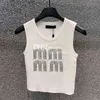 Damen-Oberteile, ärmelloses Designer-Tanktop, luxuriöses T-Shirt mit Buchstaben und Perlen, bedruckt, Cropper, schmale Westen, T-Shirts