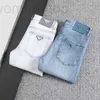 Jeans masculinos designer de luxo jeans luz triangular linha superior remendo lavagem impressão motocicleta retro cor estiramento calças casuais y4xh nqq0
