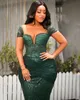 Dark Green Lace Prom Dresses African Women Cap Sleeve Pleated Evening Gowns Black Girls Formal Ocn Tea Length Party Dress 326