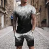 Fatos de treino masculinos verão 2 peças conjunto 3d impressão multicolorido estilo minimalista padrão casual manga curta camiseta terno