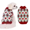 Maglioni Maglione per cani Inverno Caldo Vestiti per cani di piccola taglia Simpatico motivo a cuore con diamanti Maglioni per cuccioli lavorati a maglia Dolcevita Cappotto Chihuahua Yorkie